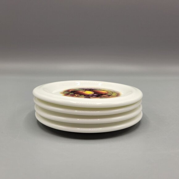 Vintage Crown England Fruit Motif Coasters Set Of 4 Trinket Dishes 3.5" - Picture 3 of 6